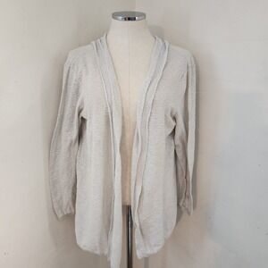 Pure Jill J. Jill‎ Light Gray Hooded Linen Blend Sweater Women's XL